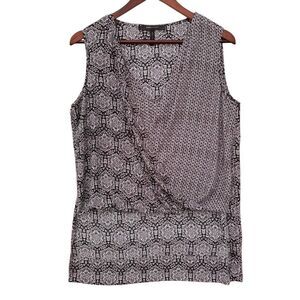 BCBGMaxAzria Black White High Low Blouse Flowy Lightweight Top Women Medium